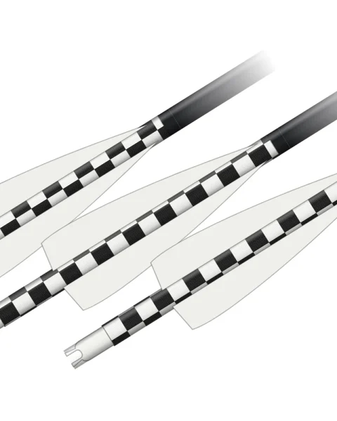 Chequered wraps on three arrows: black and white squares