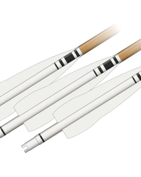 Classic Crest wraps on three arrows: white with black bands, for wood
