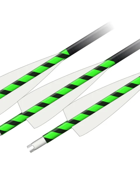 Fluoro Spiral wraps on three arrows: fluoro green with black stripes