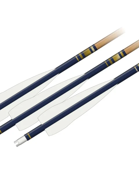 Navy and Gold wraps on three arrows: navy with metallic gold cresting