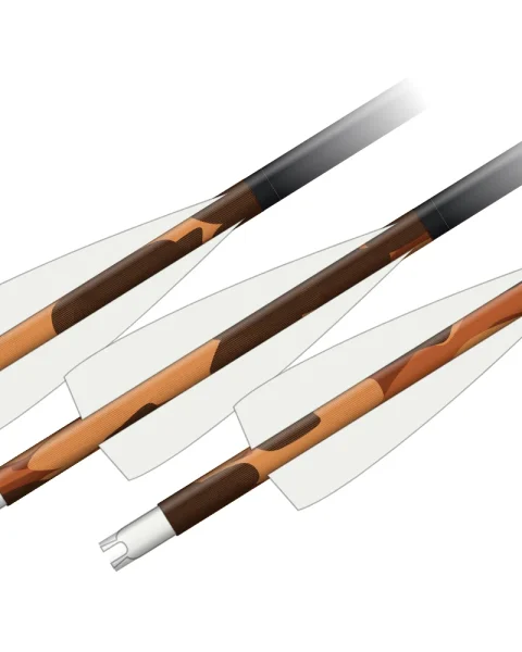 Red Dirt Camo wraps on three arrows: ochre, rust and shadow